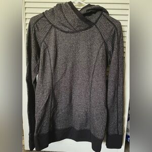 Lululemon Think Fast Black/Gray Herringbone Hoodie Sweatshirt 8